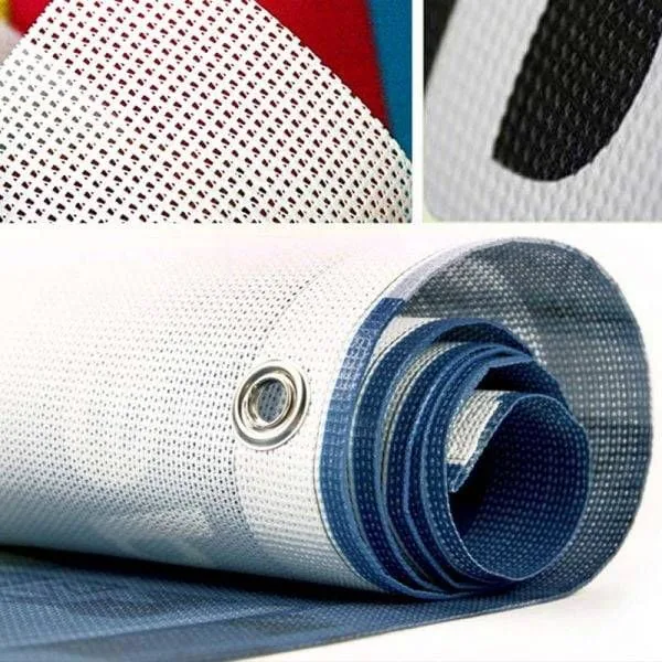 Ankara mesh baskı örneği - delikli file kumaş dokusu ve rulo detayı