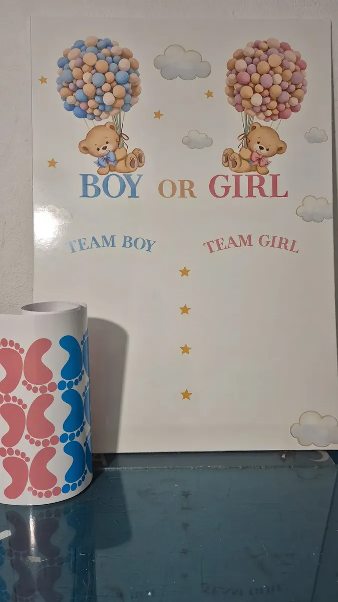 Ankara doğum günü baskı örneği - boy or girl cinsiyet partisi branda tasarımı